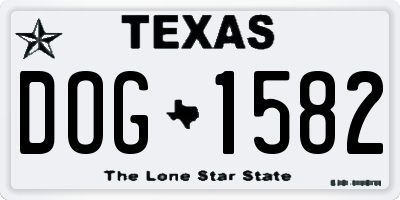 TX license plate DOG1582