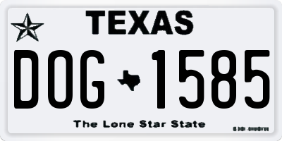 TX license plate DOG1585