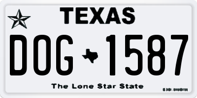 TX license plate DOG1587
