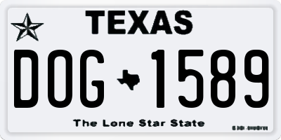 TX license plate DOG1589