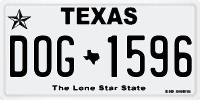 TX license plate DOG1596