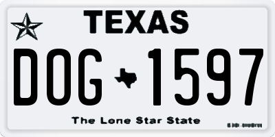 TX license plate DOG1597