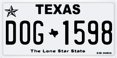 TX license plate DOG1598