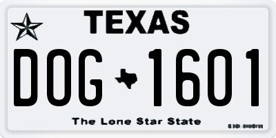 TX license plate DOG1601