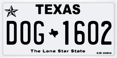 TX license plate DOG1602