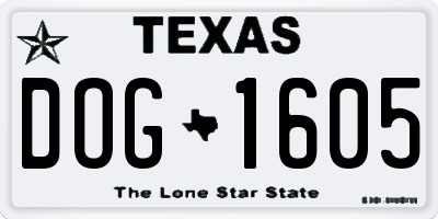 TX license plate DOG1605