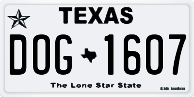 TX license plate DOG1607