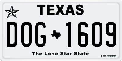 TX license plate DOG1609