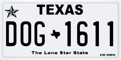 TX license plate DOG1611