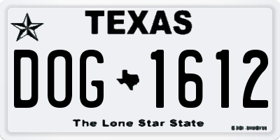 TX license plate DOG1612