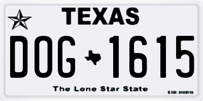 TX license plate DOG1615