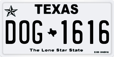 TX license plate DOG1616