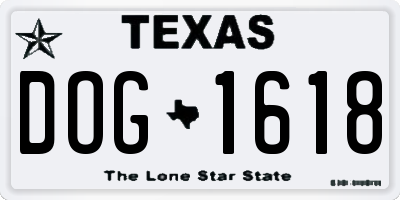 TX license plate DOG1618