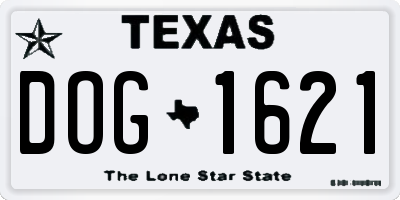 TX license plate DOG1621
