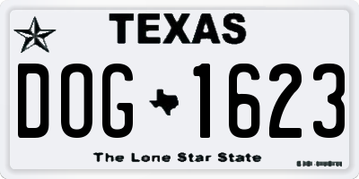 TX license plate DOG1623