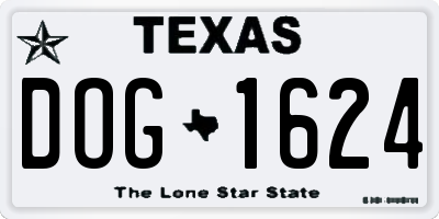 TX license plate DOG1624
