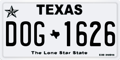 TX license plate DOG1626