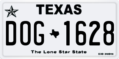 TX license plate DOG1628