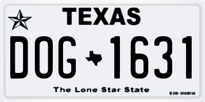 TX license plate DOG1631
