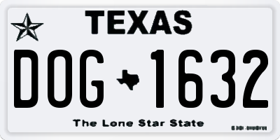 TX license plate DOG1632