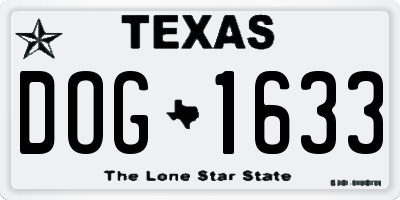TX license plate DOG1633