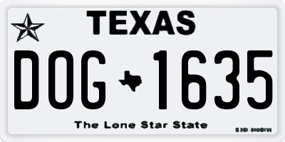 TX license plate DOG1635