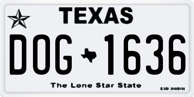 TX license plate DOG1636