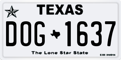 TX license plate DOG1637