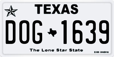 TX license plate DOG1639