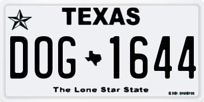 TX license plate DOG1644