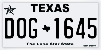 TX license plate DOG1645