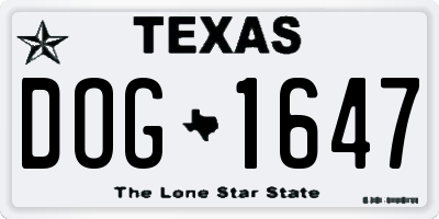 TX license plate DOG1647