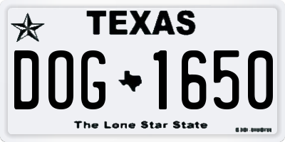 TX license plate DOG1650