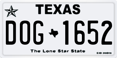 TX license plate DOG1652