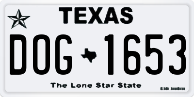 TX license plate DOG1653