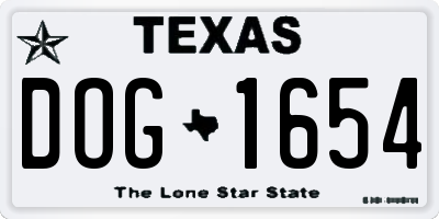 TX license plate DOG1654