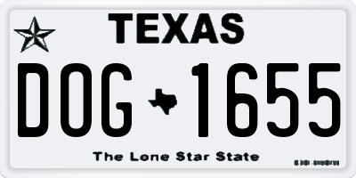 TX license plate DOG1655