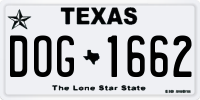 TX license plate DOG1662