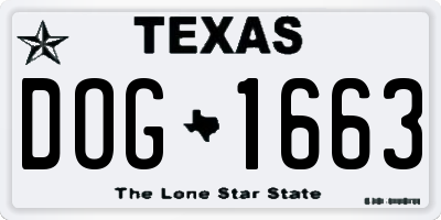 TX license plate DOG1663