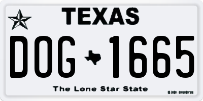 TX license plate DOG1665