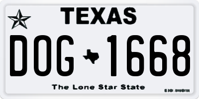 TX license plate DOG1668