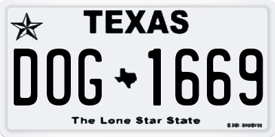 TX license plate DOG1669