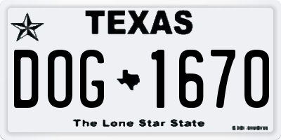 TX license plate DOG1670