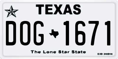 TX license plate DOG1671