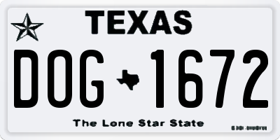 TX license plate DOG1672