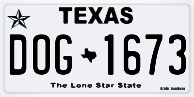 TX license plate DOG1673