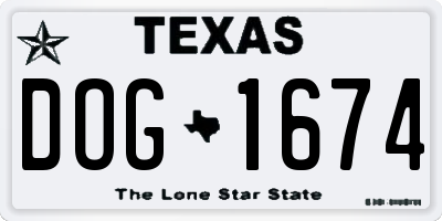 TX license plate DOG1674