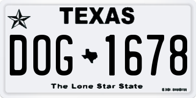 TX license plate DOG1678