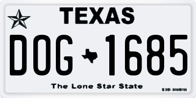 TX license plate DOG1685