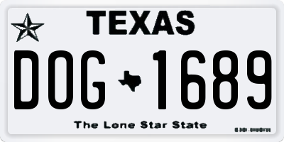 TX license plate DOG1689